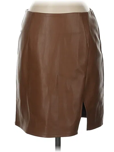 Pre-owned Bluivy Faux Leather Skirt In Brown