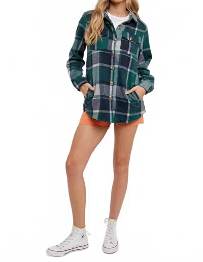 Bluivy Flannel Plaid Shacket In Green
