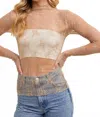 Bluivy Floral Embroidery Lace Sheer Mesh Top In Nude In Neutral