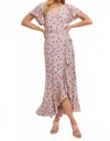 Bluivy Floral Print Ruffle Hem Wrap Maxi Dress In Rose In Multi