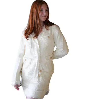 Bluivy French Chic Tweed Jacket In White