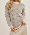 Bluivy Geo Crew Neck Knit Sweater In Taupe In Grey