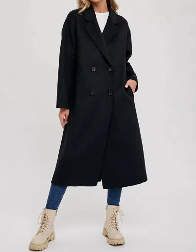 Bluivy Handmade Double Breasted Longline Coat In Black