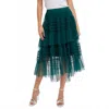 Bluivy Hi-lo Frilled Tulle Midi Skirt In Green In Green