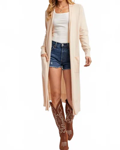 Bluivy Ilona Duster Length Cardigan In Shell In Brown