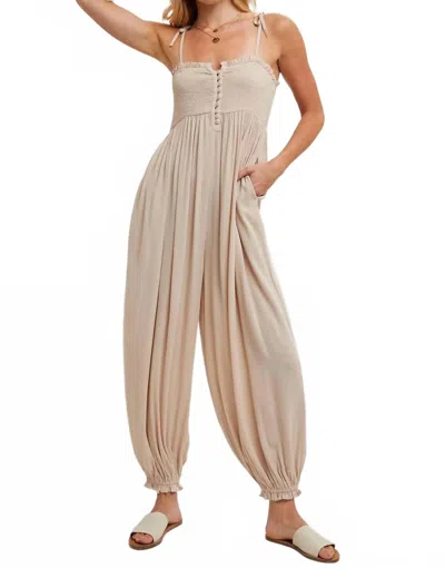 Bluivy Jenna Jogger Jumpsuit In Oatmeal In White