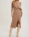 Bluivy Knit Sweater Midi Dress In Latte In Brown