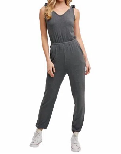 Bluivy Knit Tie Strap Jumpsuit In Grey