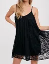 Bluivy Lace Cami Shift Dress In Black In Black