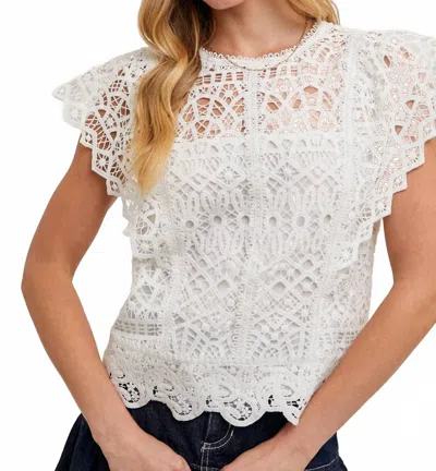 Bluivy Lace Knitted Sleeveless Crochet Top In Ivory In White