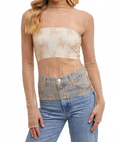 Bluivy Lace Mesh Layering Top In Nude In Neutral