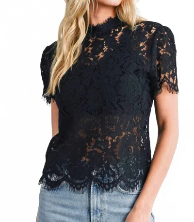 Bluivy Lace Mock Neck In Black