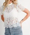 Bluivy Lace Mock Neck Top In Ivory In White