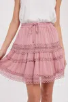Bluivy Ruffle Tiered Tulle Tutu Mini Skirt In Dusty Pink In Multi