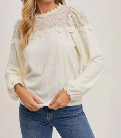 Bluivy Lace Trimmed Blouse In White In Neutral