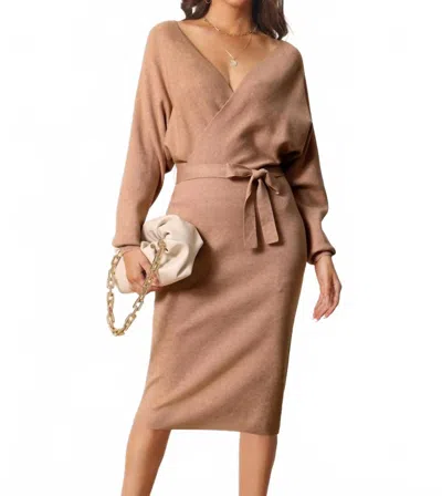 Bluivy Latte Sweater Dress In Khaki In Brown