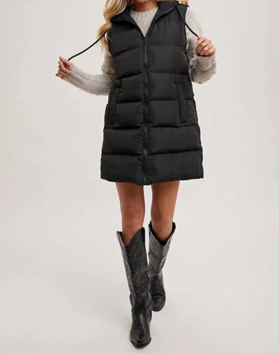 Bluivy Long Puffer Vest In Black