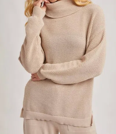 Bluivy Long Sleeve Turtleneck Sweater Top In Latte In Neutral