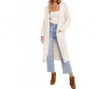 Bluivy Longline Hoodie Cardigan In Ivory In White