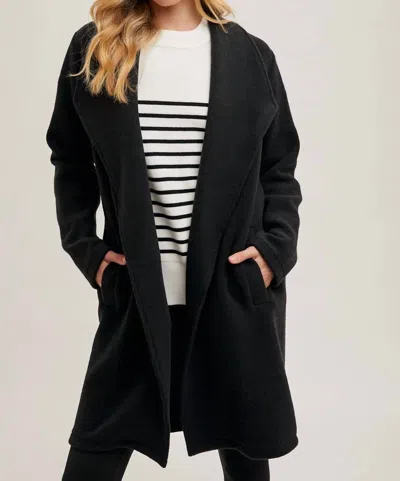 Bluivy Longline Open Front Knit Coat In Black