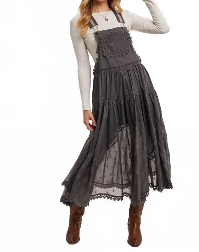 Bluivy Lucy Lace Embroidered Tulle Bib Maxi Dress In Ash In Multi