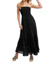 Bluivy Maxi Smocked Top Dress In Black In Black
