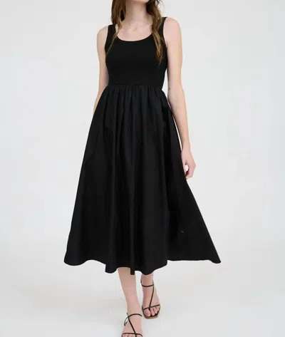 Bluivy Mixed Media Midi Dress In Black