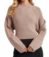 Bluivy Mock Neck Open Back Ribbed Knit Tie Sweater Top In Latte In Neutral