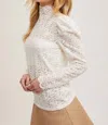 Bluivy Mock Neck Sheer Lace Top - Ivory In Multi