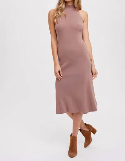 Bluivy Mock Neck Sleeveless Midi Dress In Coffee In Brown