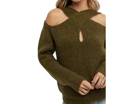 Bluivy Off Shoulder Pullover Top In Olive