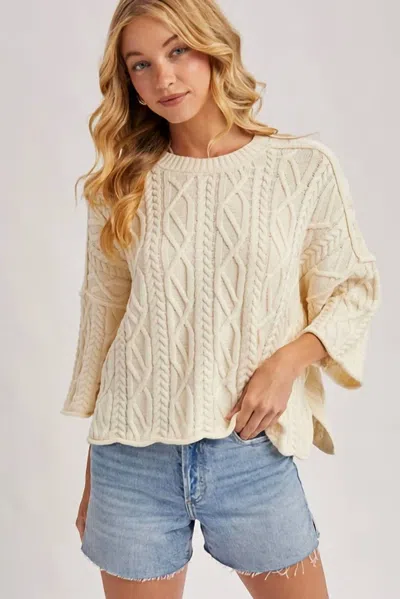 Bluivy Oversized Bell Sleeve Cable Knit Sweater In Cream In Neutral