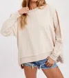 Bluivy Oversized Cotton Blend Sweatshirt In Oatmeal In White