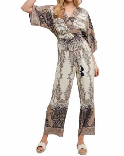Bluivy Paisley Print Wrap Jumpsuit In Navy