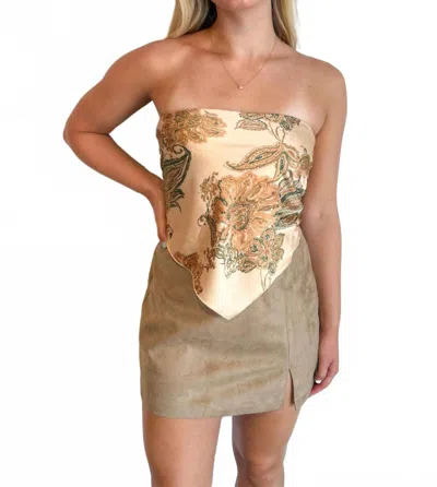 Bluivy Paisley Satin Bandana Top In Peach In Pink