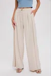 Bluivy Pintuck Wide Leg Pants In Beige