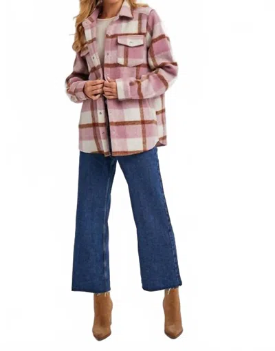Bluivy Plaid Brushed Flannel Shacket In Pink/neutral Pink/neutral