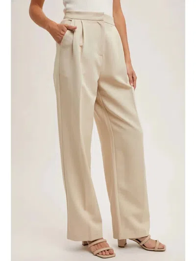 Bluivy Pleated Trouser Pant In Beige In Neutral