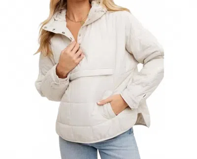 Bluivy Quilted Puffer Hooded Pullover In Beige In Neutral