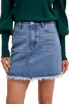 Bluivy Rodeo Chic Raw Hem Mini Skirt In Blue In Blue