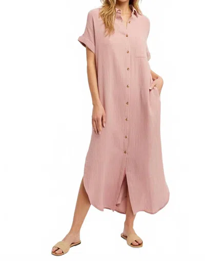 Bluivy Rose Dreams Maxi Shirt Dress In Pink