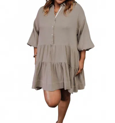 Bluivy Roxy Tiered Dress In Mushroom In Brown