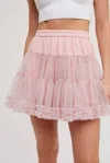 Bluivy Ruffle Tiered Tulle Tutu Mini Skirt In Dusty Pink In Pink