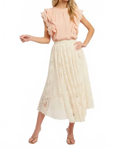 Bluivy Ruffled Eyelet Lace Blouse In Pink In Neutral