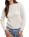 Bluivy Scallop Edge Open Knit Sweater In Ivory In White