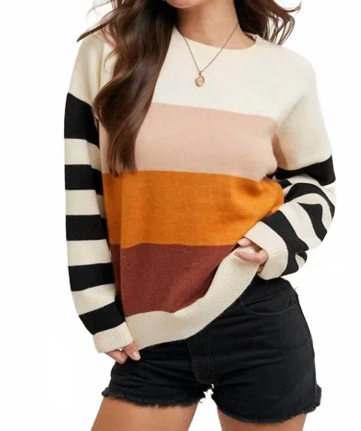 Bluivy Seeing Double Striped Sweater In Chestnuts Roasting In Multi
