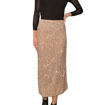 Bluivy Sequin Party Midi Skirt In Champagne In Brown