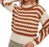 Bluivy Serena Stripe Openwork Sweater In Camel In Multi