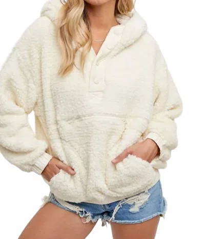 Bluivy Sherpa Hoodie Pullover Jacket In Cream In Neutral