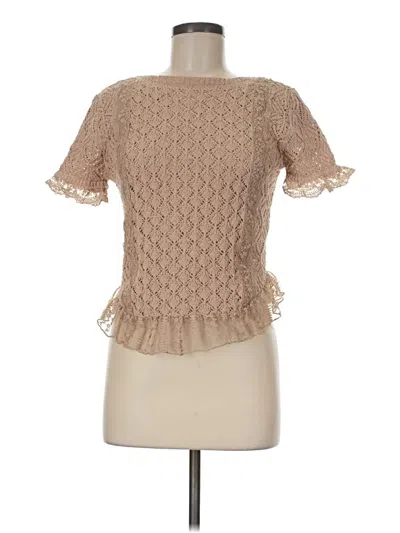 Pre-owned Bluivy Short Sleeve Blouse In Tan